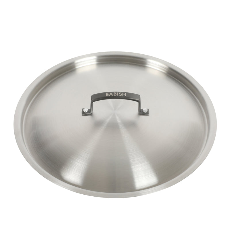 Babish 12" Triply Stainless Steel Frying Pan w/ Stainless Steel Lid & Black PVD Handle - Color Sleeve w/ Remailer