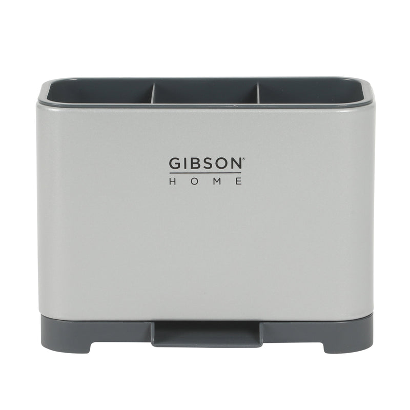 Gibson Home Ledgebrook - 7.04 IN L X 3.74 IN W X 5.3 IN H Sink Caddy  - Metal Panel / PP Base / ABS Cover / Powder Coat Tray - Silk Logo Print - SS - Gift Box w/ Remailer
