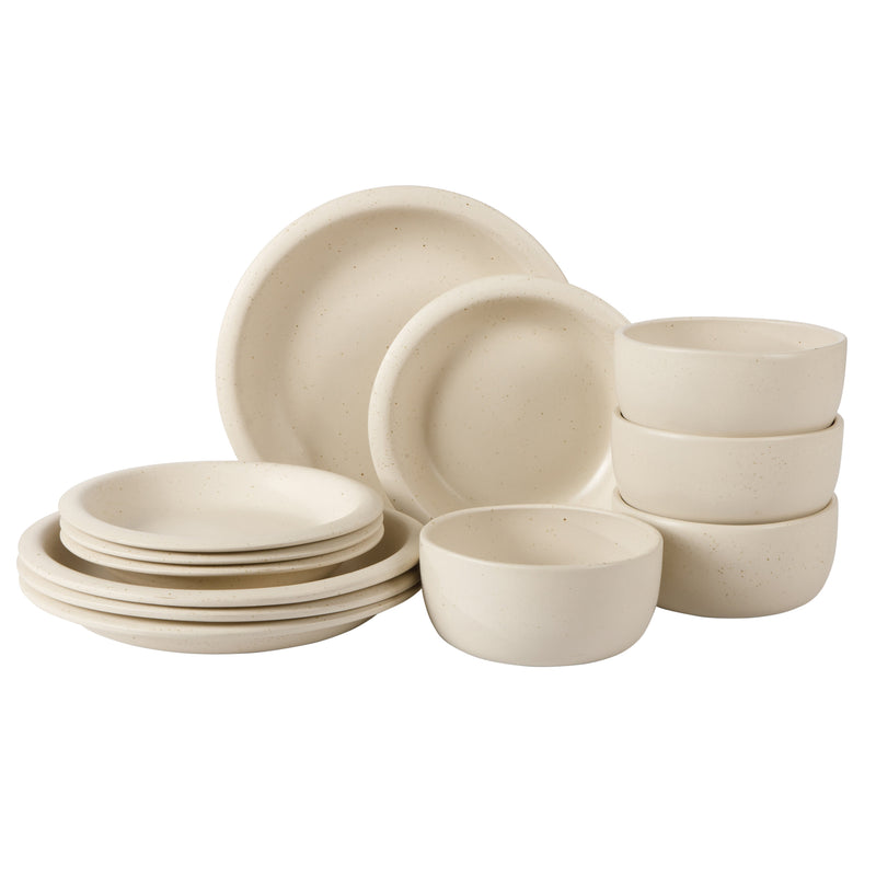 Bloomhouse Corsica Clay 12pc Dinnerware Set - Reactive Glaze - Stoneware - Gift Box w/ Remailer
