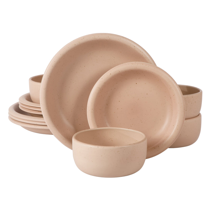 Bloomhouse Corsica Clay 12pc Dinnerware Set - Reactive Glaze - Stoneware - Gift Box w/ Remailer