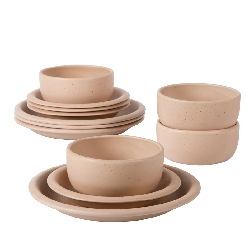 Bloomhouse Corsica Clay 12pc Dinnerware Set - Reactive Glaze - Stoneware - Gift Box w/ Remailer