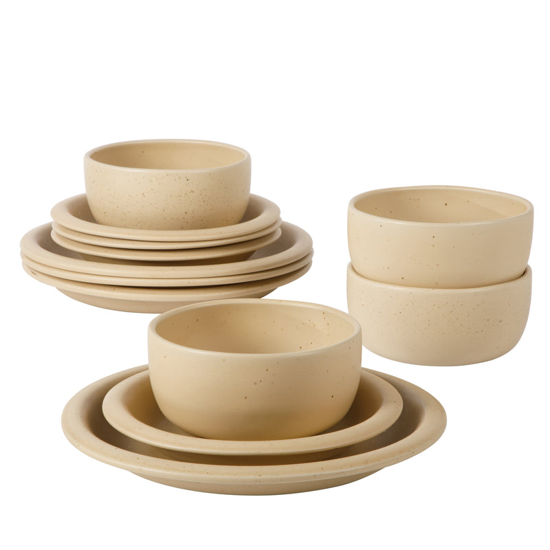Bloomhouse Corsica Clay 12pc Dinnerware Set - Reactive Glaze - Stoneware - Gift Box w/ Remailer