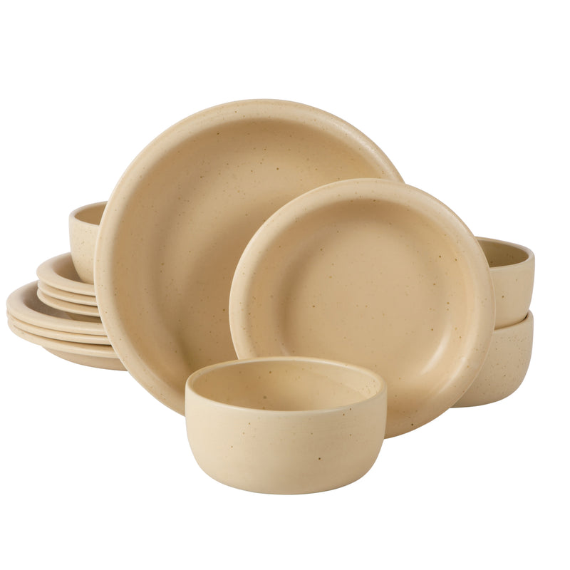 Bloomhouse Corsica Clay 12pc Dinnerware Set - Reactive Glaze - Stoneware - Gift Box w/ Remailer