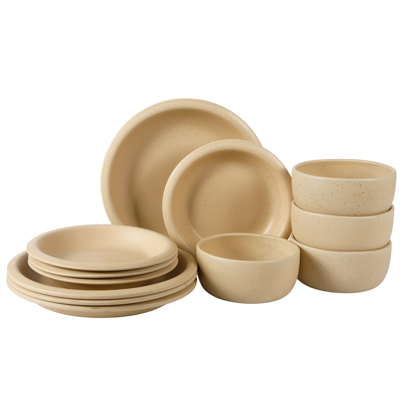 Bloomhouse Corsica Clay 12pc Dinnerware Set - Reactive Glaze - Stoneware - Gift Box w/ Remailer