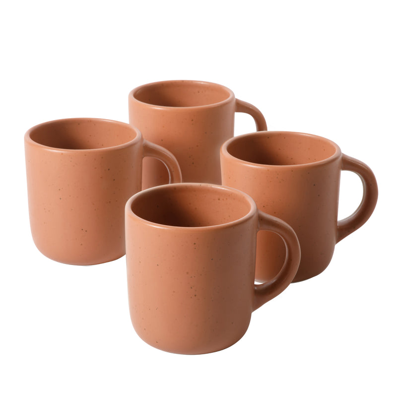 Bloomhouse Corsica Clay 4pc 18oz Mug Set - Reactive Glaze - Stoneware - Gift Box w/ Remailer: Burnt Apricot / Sea Salt