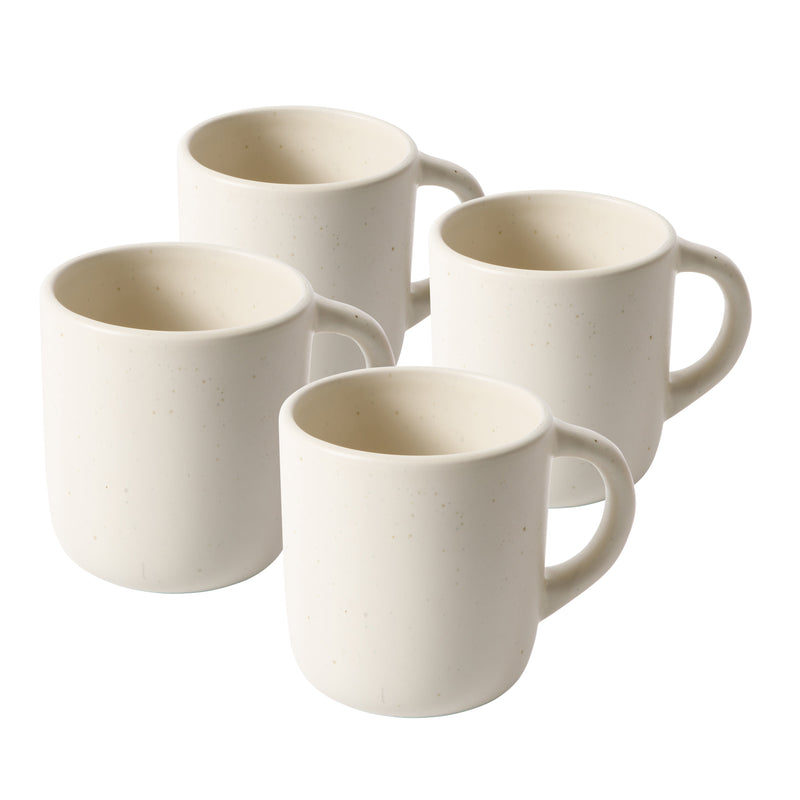 Bloomhouse Corsica Clay 4pc 18oz Mug Set - Reactive Glaze - Stoneware - Gift Box w/ Remailer: Burnt Apricot / Sea Salt