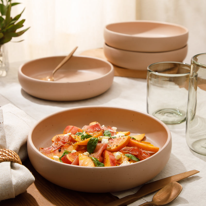 Bloomhouse Corsica Clay 4pc 9" Dinner Bowl Set - Reactive Glaze - Stoneware - Gift Box w/ Remailer: Burnt Apricot&nbsp; / Prosecco Blush / Sea Salt