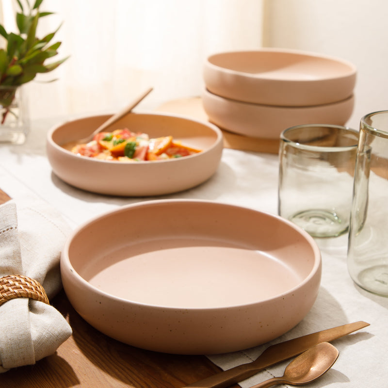 Bloomhouse Corsica Clay 4pc 9" Dinner Bowl Set - Reactive Glaze - Stoneware - Gift Box w/ Remailer: Burnt Apricot&nbsp; / Prosecco Blush / Sea Salt