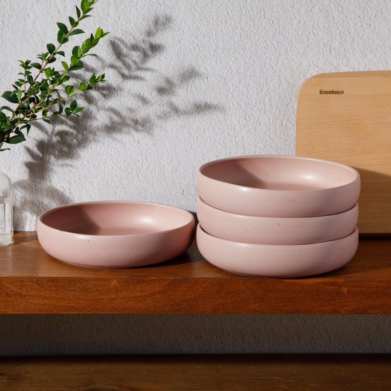Bloomhouse Corsica Clay 4pc 9" Dinner Bowl Set - Reactive Glaze - Stoneware - Gift Box w/ Remailer: Burnt Apricot&nbsp; / Prosecco Blush / Sea Salt