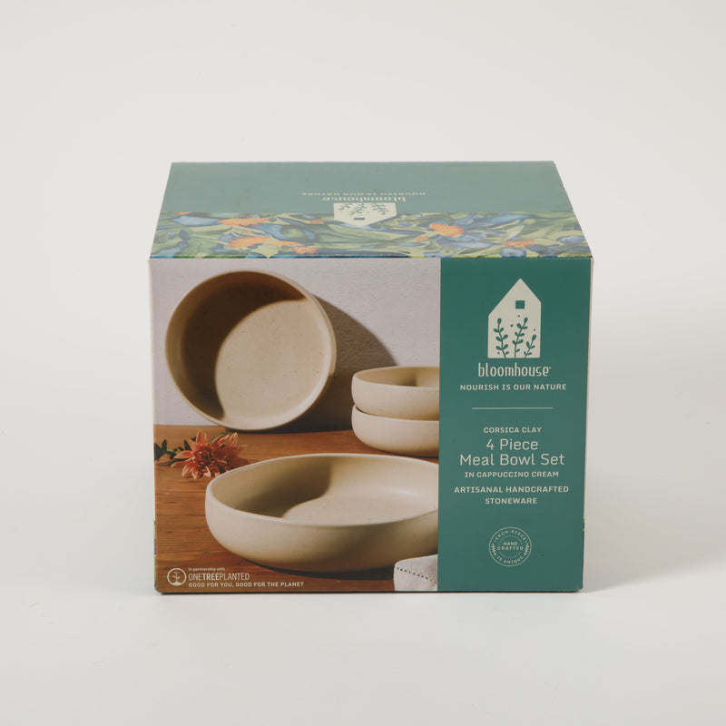 Bloomhouse Corsica Clay 4pc 9" Dinner Bowl Set - Reactive Glaze - Stoneware - Gift Box w/ Remailer