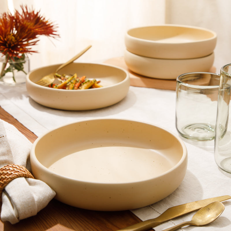 Bloomhouse Corsica Clay 4pc 9" Dinner Bowl Set - Reactive Glaze - Stoneware - Gift Box w/ Remailer
