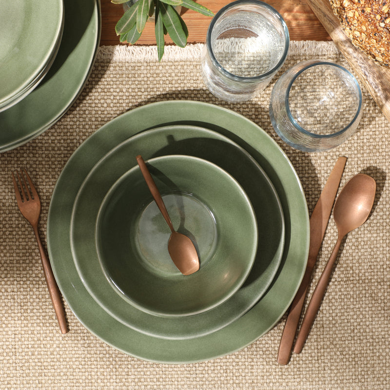 Bloomhouse Montecito Breeze 16pc Double Bowl Dinnerware Set - Reactive Glaze - Stoneware - Gift Box w/ Remailer