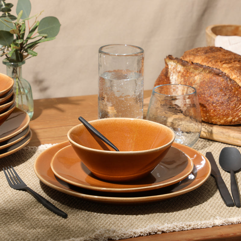 Bloomhouse Montecito Breeze 16pc Double Bowl Dinnerware Set - Reactive Glaze - Stoneware - Gift Box w/ Remailer