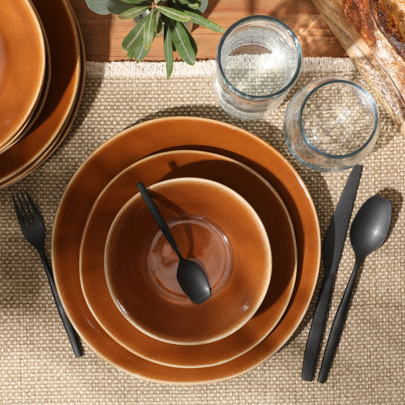 Bloomhouse Montecito Breeze 16pc Double Bowl Dinnerware Set - Reactive Glaze - Stoneware - Gift Box w/ Remailer