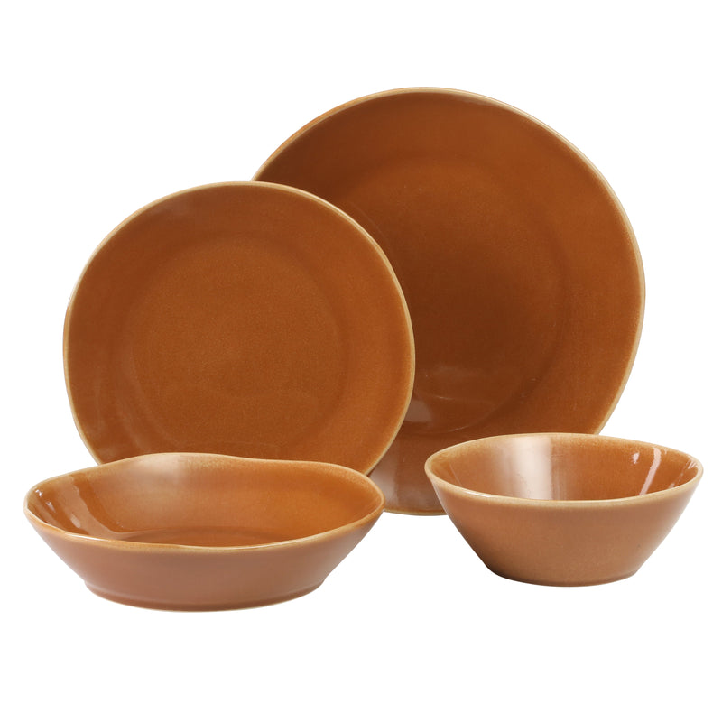 Bloomhouse Montecito Breeze 16pc Double Bowl Dinnerware Set - Reactive Glaze - Stoneware - Gift Box w/ Remailer