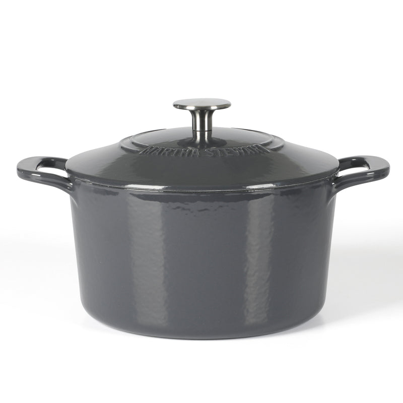 Martha Stewart Gatwick 4qt Enamel Cast Iron Dutch Oven w/ Lid - Warehouse Remailer (Black / Grey)