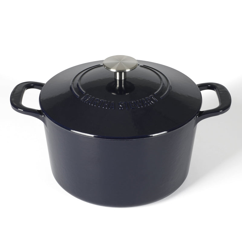 Martha Stewart Gatwick 4qt Enamel Cast Iron Dutch Oven w/ Lid - Warehouse Remailer (Black / Grey)