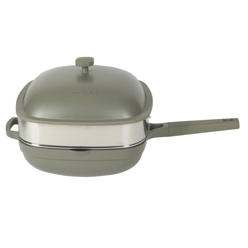Crock-Pot Northvale 5.3qt Cast Aluminum Sauté Pan w/ Steamer & Lid - Square - Nonstick Ceramic Int - Induction - Soft Touch Handle - GBX