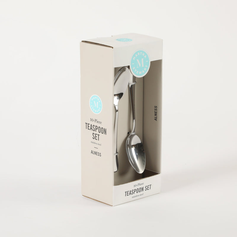 Martha Stewart Alness 10 pc Stainless Steel Teaspoon Set - Gift Box w/ Open Window