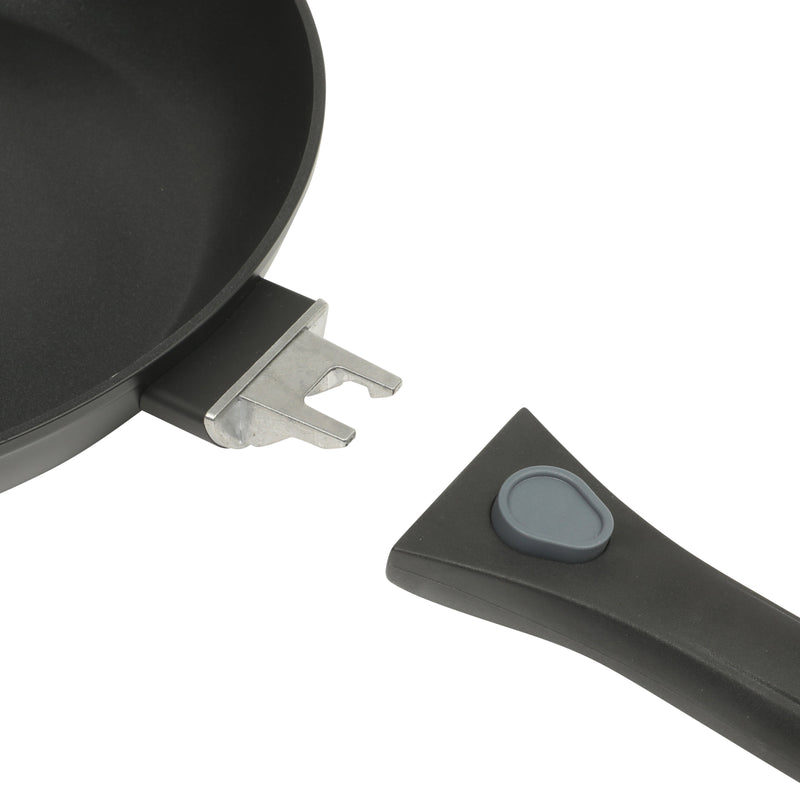 Oster Smarthandle Advance 3pc Forged Aluminum 11" & 9" FryingPan Setw/ Detachable Handle - Matte Black - Non-Stick Interior- Induction Base - Bakelite Handle - Gift Box (Open Window)