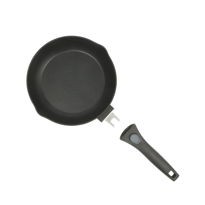 Oster Smarthandle Advance 3pc Forged Aluminum 11" & 9" FryingPan Setw/ Detachable Handle - Matte Black - Non-Stick Interior- Induction Base - Bakelite Handle - Gift Box (Open Window)