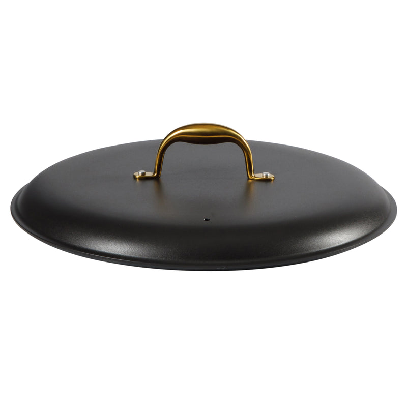 Frok 13" Forged Aluminum Frok (Fry Pan / Wok Hybrid) w/ Aluminum Lid - Grey Ceramic Nonstick Int - Heat Resist Ext - Induction Base - Cast SS W/ Gold Pvd Handle - Forged Al - Color Label w/ Remailer