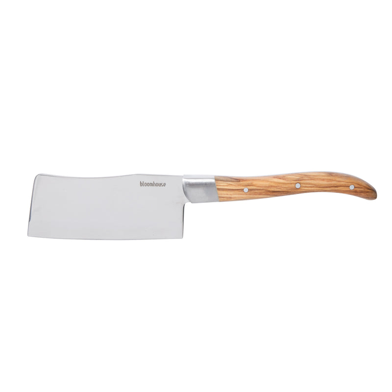 Bloomhouse 2 pc Stainless Steel Cheese Knife Set - German Steel Blade - Olive Wood Handle - Mirror Polish - GBX w/ Remailer