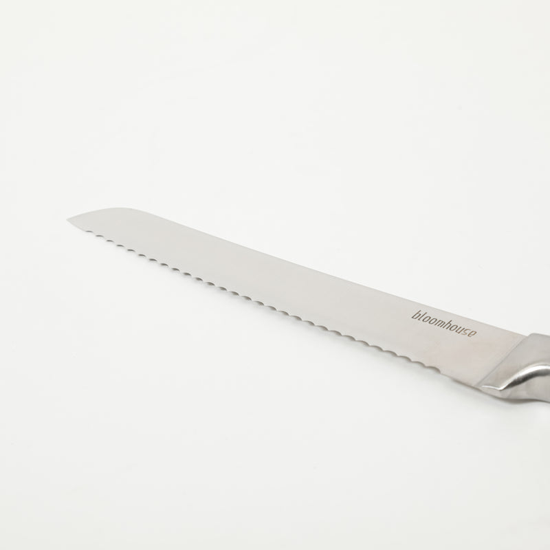 Bloomhouse 8" Stainless Steel Bread Knife - German Steel Blade - Walnut Wood Handle - Mirror Polish - GBX w/ Remailer