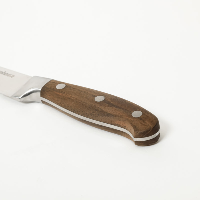 Bloomhouse 8" Stainless Steel Bread Knife - German Steel Blade - Walnut Wood Handle - Mirror Polish - GBX w/ Remailer