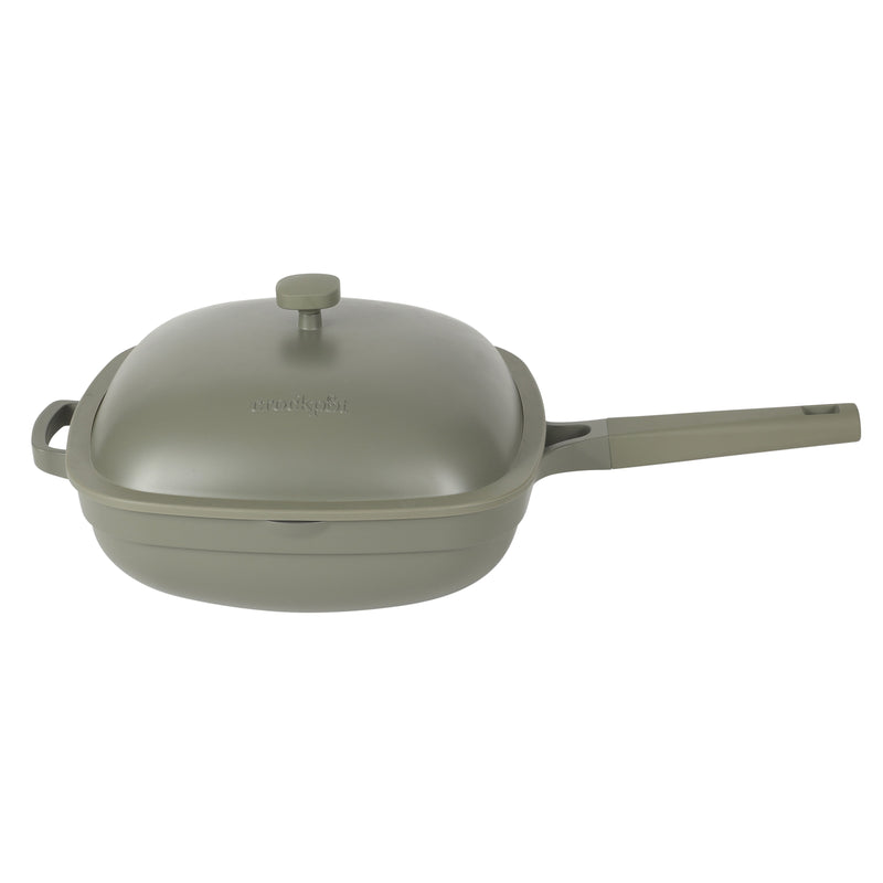 Crock-Pot Northvale 5.3qt Cast Aluminum Sauté Pan w/ Steamer & Lid - Square - Nonstick Ceramic Int - Induction - Soft Touch Handle - GBX