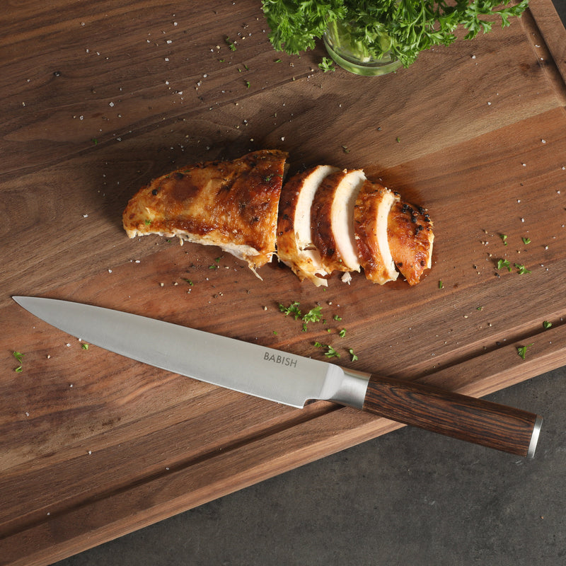 Babish 8" German Steel Carving Knife w/ Paka Wood Handle - Gift Box w/ Remailer