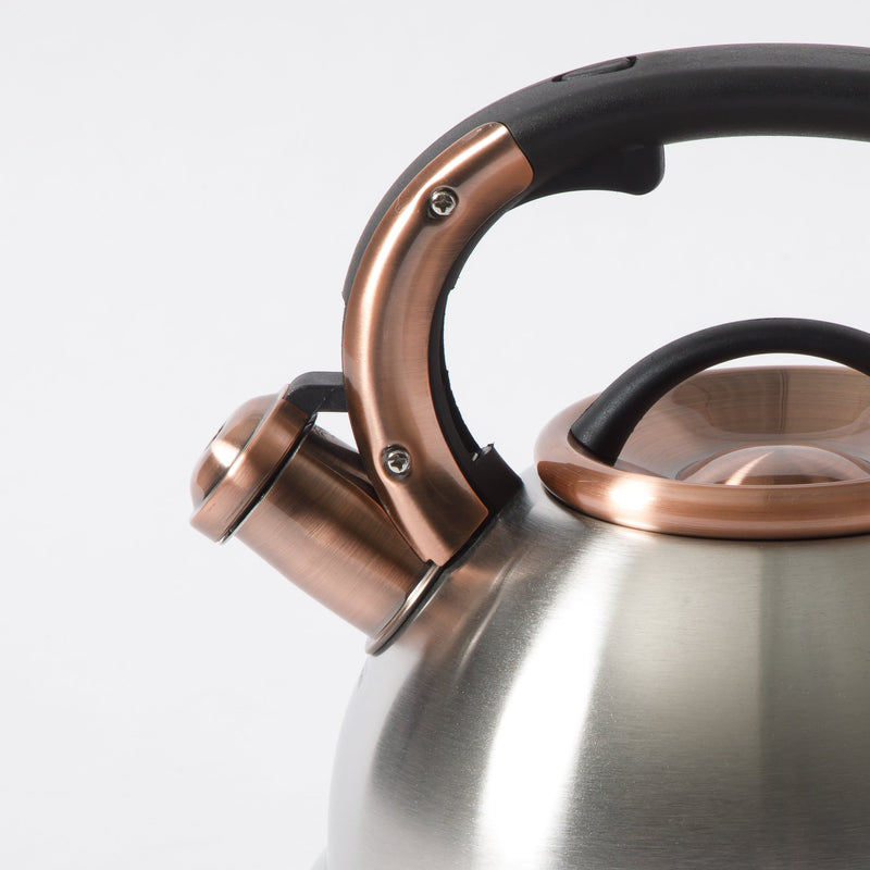 Mr. Coffee Flintshire 2.1 qt Tea Kettle w/ Lid - Brushed - Nylon Antique Copper Plated Lid & Handle - Stainless Steel - Color Sleeve w/ Remailer