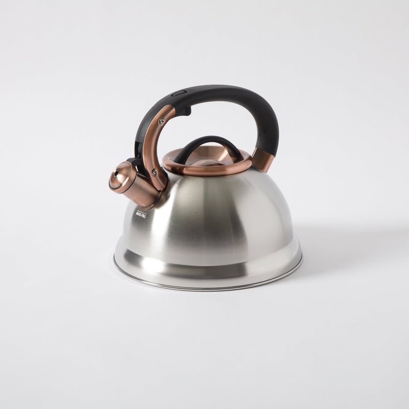 Mr. Coffee Flintshire 2.1 qt Tea Kettle w/ Lid - Brushed - Nylon Antique Copper Plated Lid & Handle - Stainless Steel - Color Sleeve w/ Remailer