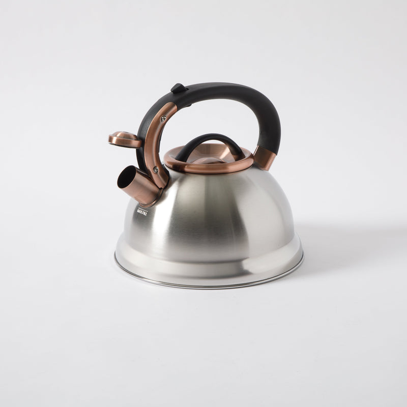 Mr. Coffee Flintshire 2.1 qt Tea Kettle w/ Lid - Brushed - Nylon Antique Copper Plated Lid & Handle - Stainless Steel - Color Sleeve w/ Remailer