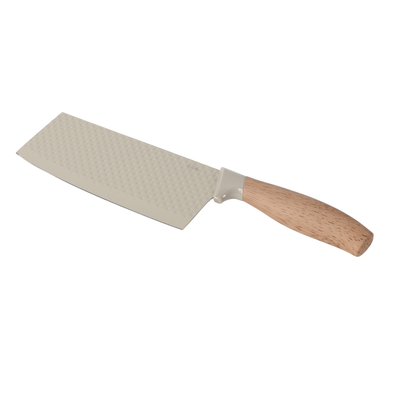 Oster Gunderson 2pc 6" Cleaver & Scissors Set - Taupe - Textured Blade - Non Stick - PP Wood Look Soft Touch Handle - Clam Pack