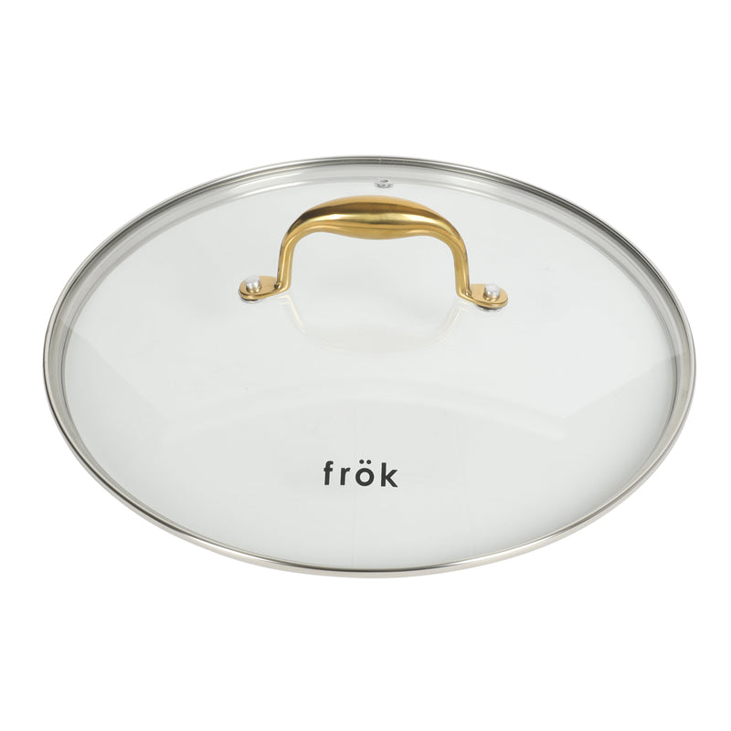 Frok 11" Aluminum Frok (Fry Pan / Wok Hybrid) w/ Glass Lid - Ceramic Nonstick Int - Matte Exterior - Stainless Steel Handle - Colored Remailer