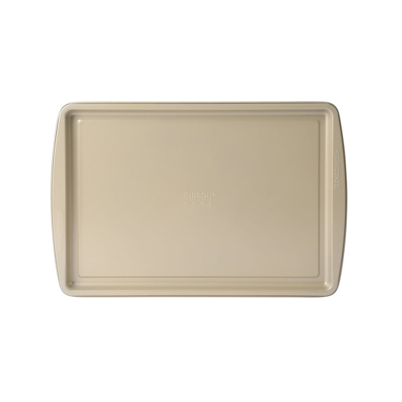 Gibson Home Lyneham 3pc Carbon Steel Cookie Sheet Set - Champagne - Non-Stick - Clam Pack