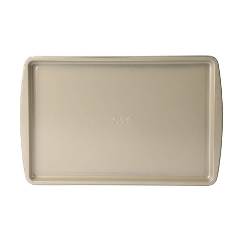 Gibson Home Lyneham 3pc Carbon Steel Cookie Sheet Set - Champagne - Non-Stick - Clam Pack
