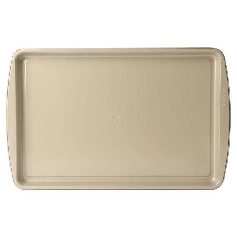 Gibson Home Lyneham 3pc Carbon Steel Cookie Sheet Set - Champagne - Non-Stick - Clam Pack
