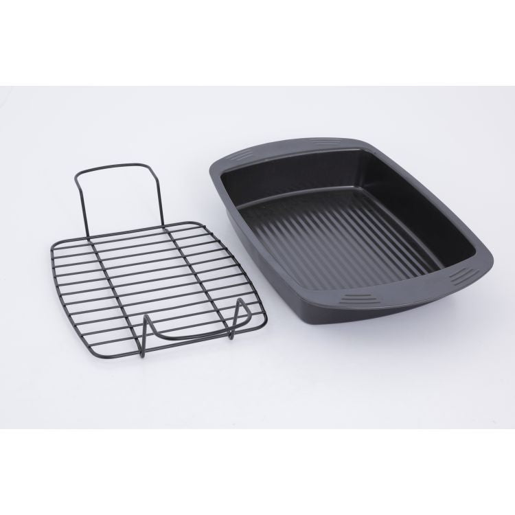 Gibson Home Towerhill 2pc Carbon Steel 18" Roaster w/ Rack (No Handle) - Non-Stick - Color Sleeve