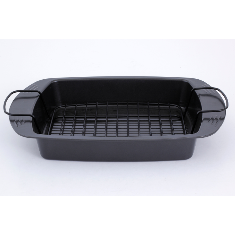 Gibson Home Towerhill 2pc Carbon Steel 18" Roaster w/ Rack (No Handle) - Non-Stick - Color Sleeve