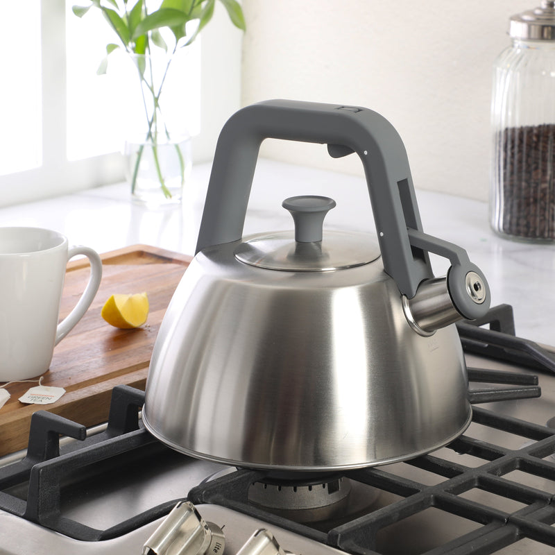 Oster Beauford 2.85 qt Tea Kettle w/ Lid - Brushed - Nylon Handle - Stainless Steel - Color Sleeve