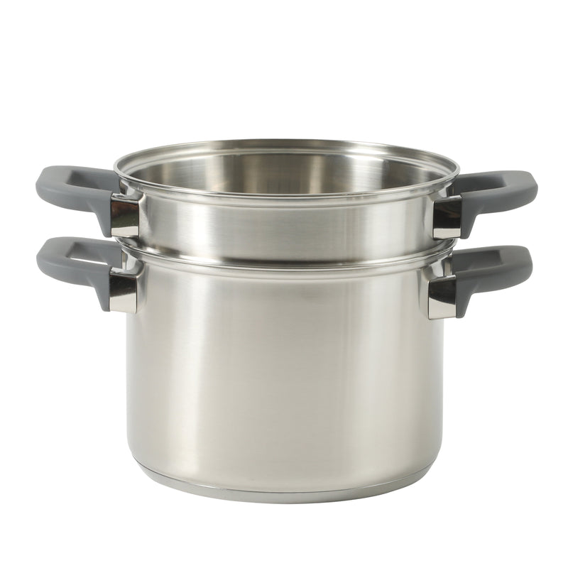 Oster Beauford 5qt Stainless Steel Stock Pot w/ Steamer & Deep Pasta Insert - Soft Touch Handle - Gift Box