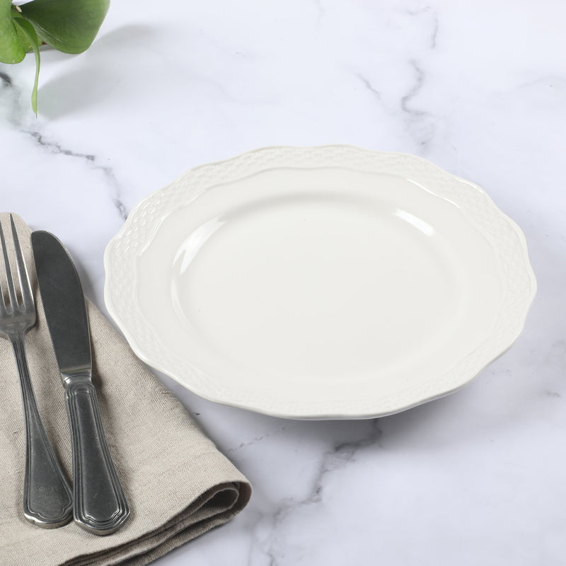 Martha Stewart Basketweave Scallop 9" Stoneware Dessert Plate - Open Stock w/ UPC Color Label