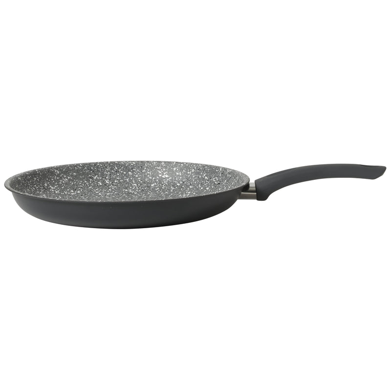Gibson Home Clipperton 12" Carbon Steel Frying Pan - Grey Speckle Interior - Matte Charcoal Exterior - Soft Touch Handle - Open Stock w/ Color Label