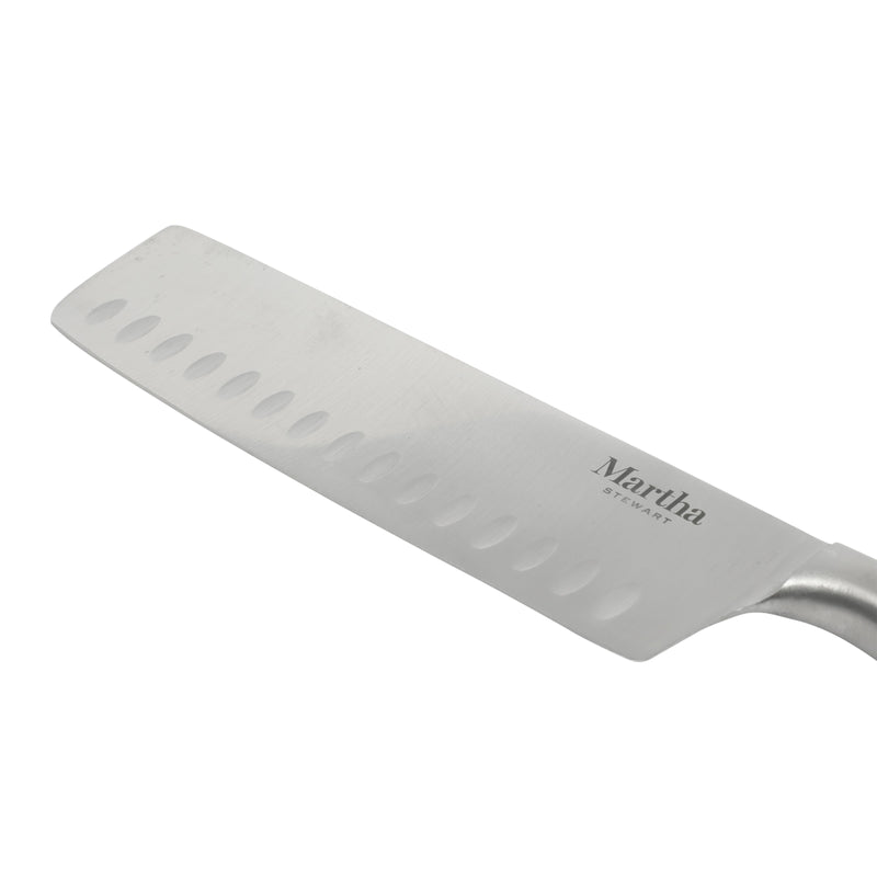 Martha Stewart Carverton 6" Stainless Steel Nakiri Knife - Black - Traditional Shape - ABS Forged Handle - Gift Box w/ Remailer