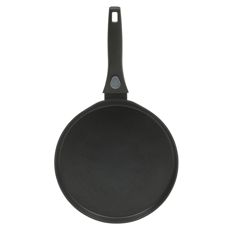 Oster Smarthandle Advance 3 pc Forged Aluminum 10" Round Pancake Pan & 9.5" Square Grill w/ Detachable Handle - Matte Black - Non-Stick Interior - Induction Base - Bakelite Handle - Gift Box (Open Window)