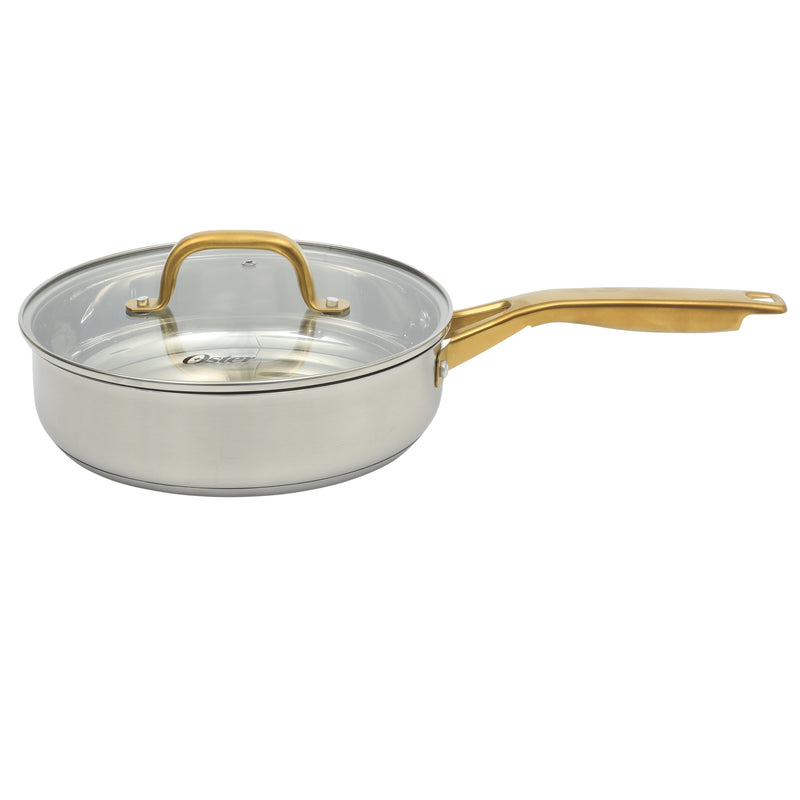 Oster Davinelle 12pc Stainless Steel Cookware Set w/ Kitchen Tools - Gold PVD Handle - Gift Box