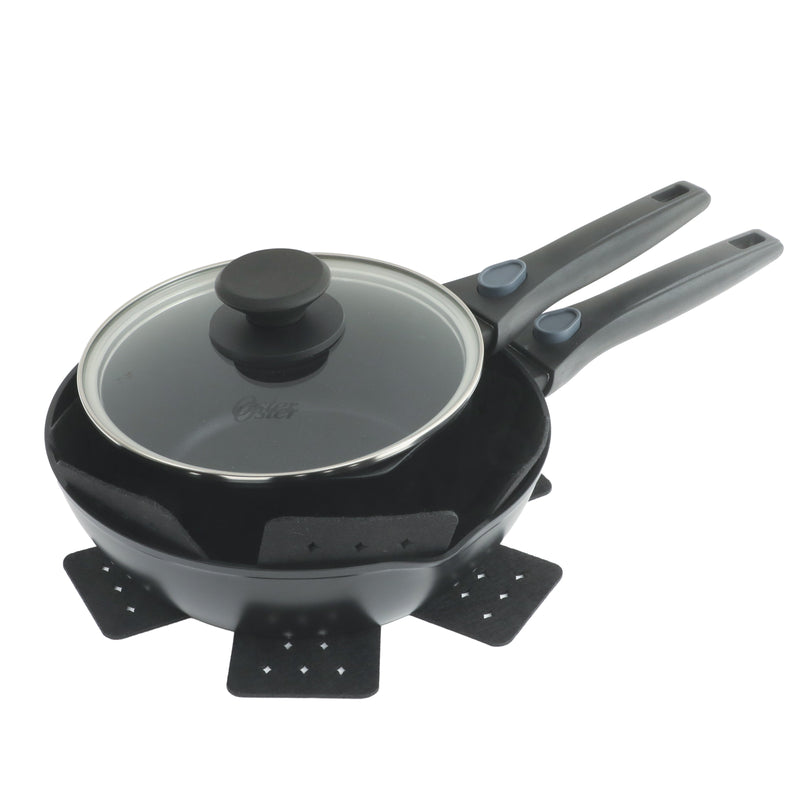 Oster Smarthandle Advance 13pc Forged Aluminum Cookware Combo Set - Ceramic Non-Stick Interior - Induction Base - Detachable Bakelite Handle - Gift Box