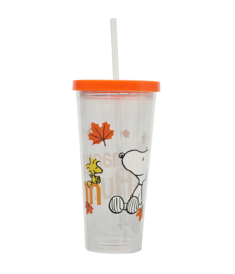 Peanuts 24oz Double Wall Plastic Tumbler w/ Lid & Straw - Open Stock w/ UPC Label